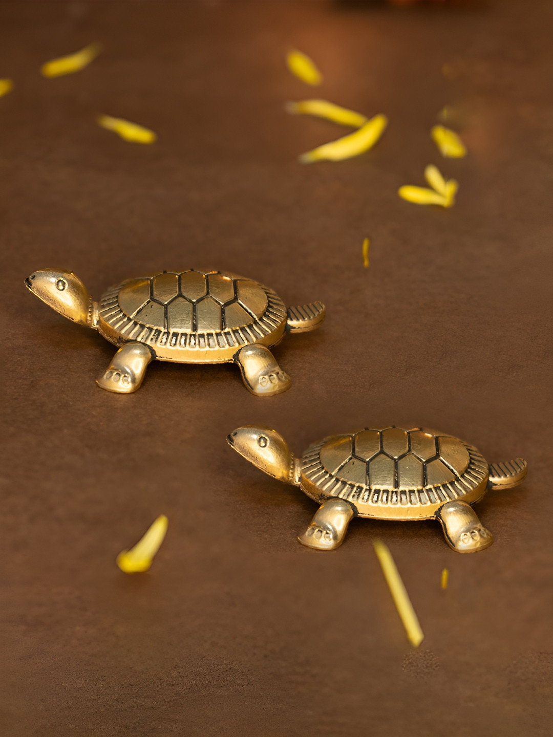 

Ekhasa Gold-Toned 2 Pieces Brass Religious Tortoise Idol Figurine Showpiece