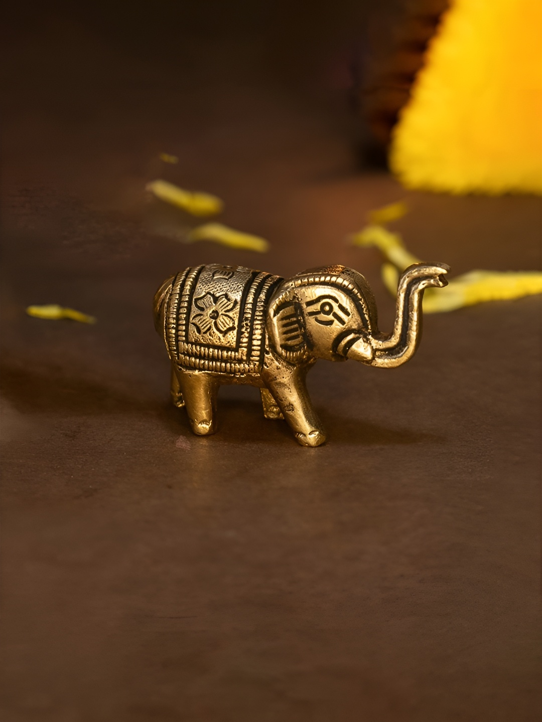 

Ekhasa Gold-Toned Pure Brass Elephant Idol Figurine Showpiece