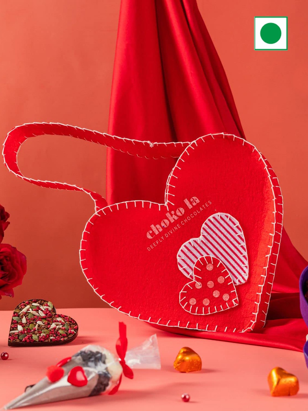 

choko la Set Of 2 Heart Shaped Chocolate Kit, Red