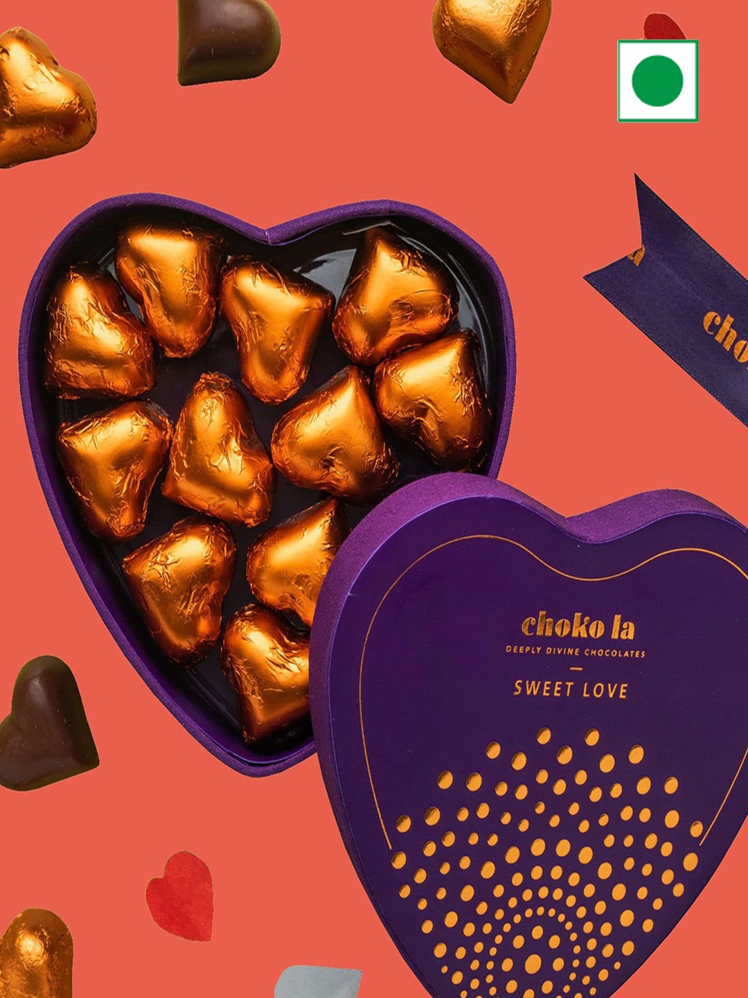 

choko la Sweet Love Heart Shaped Chocolates 100g, Brown