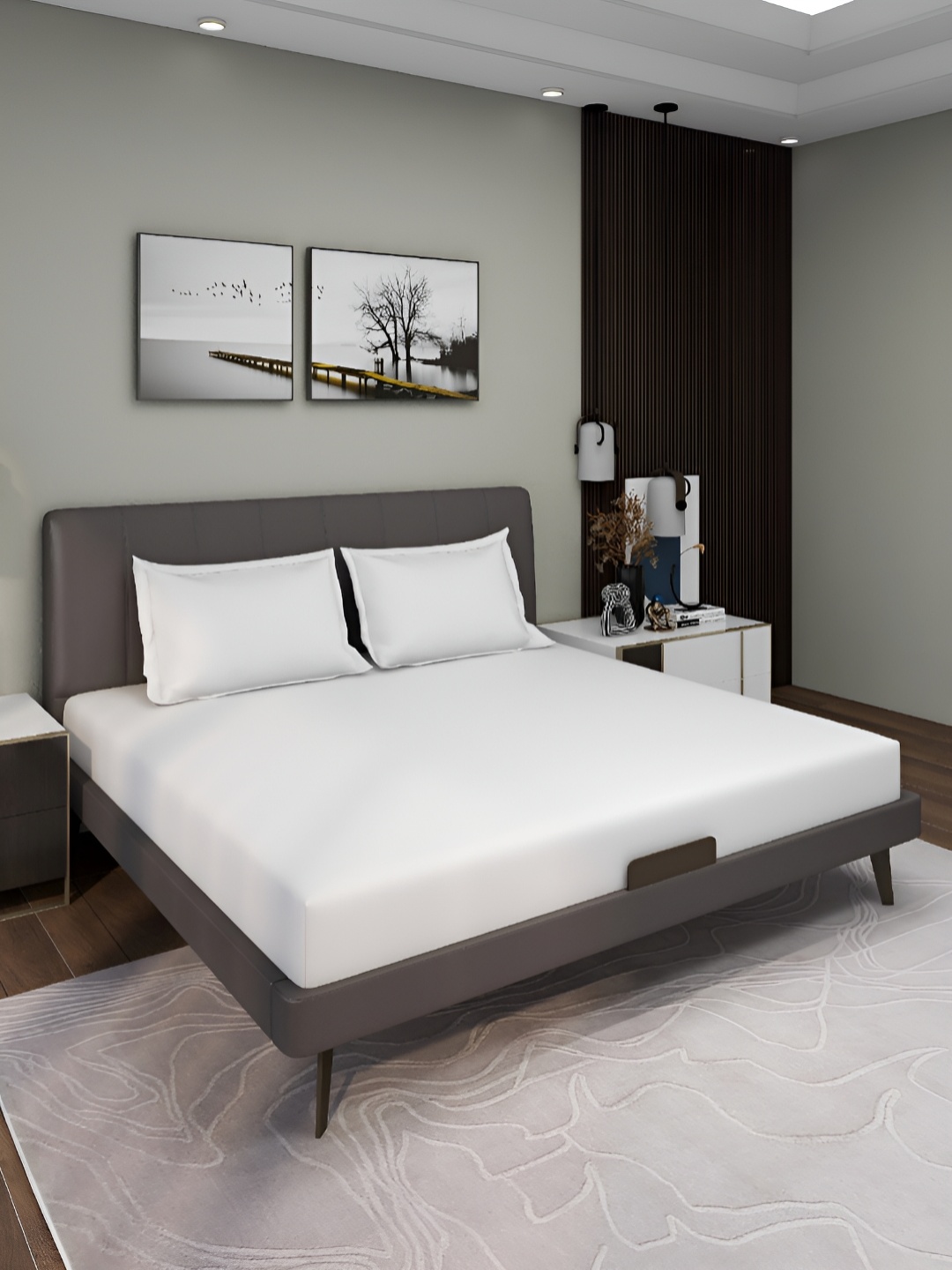 

Aura White Solid 150 TC Queen Microfiber Fitted Bedsheet With 2 Pillow Covers