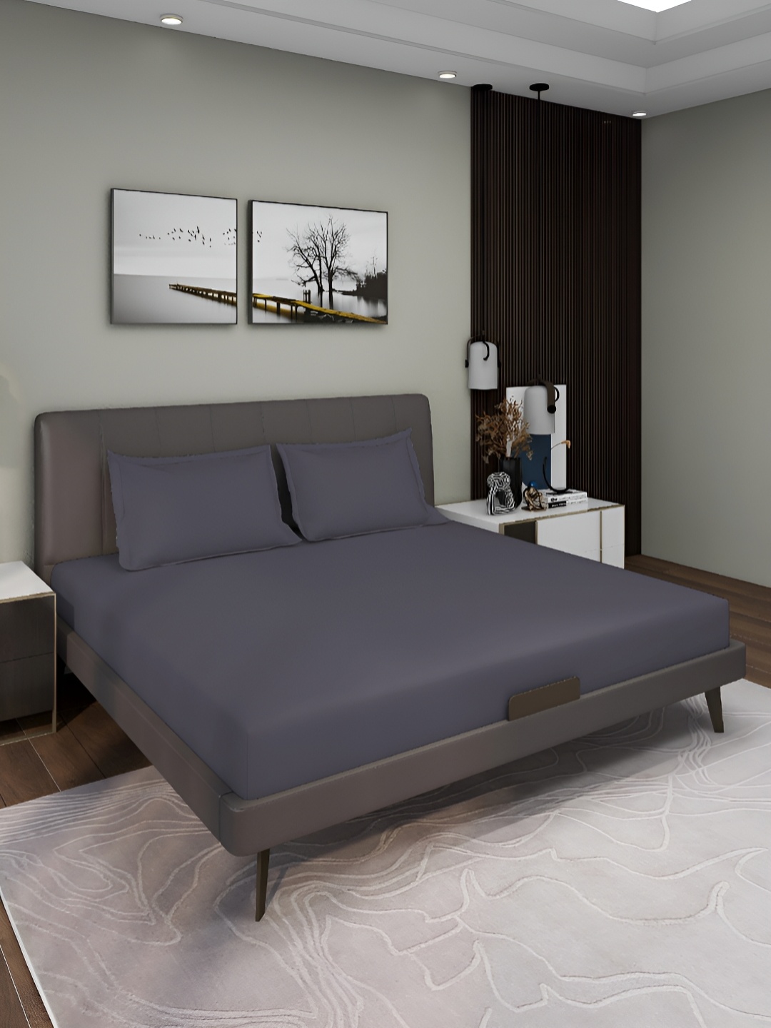 

Aura Grey Solid 150 TC Queen Microfiber Fitted Bedsheet With 2 Pillow Covers
