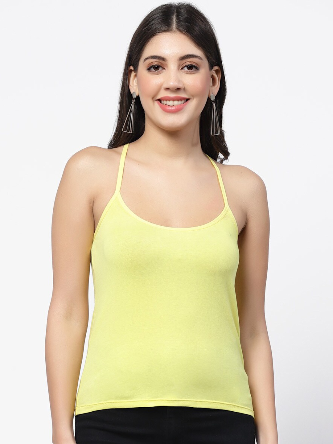 

Prag & Co Shoulder Straps Cotton Non-Padded Camisole, Yellow