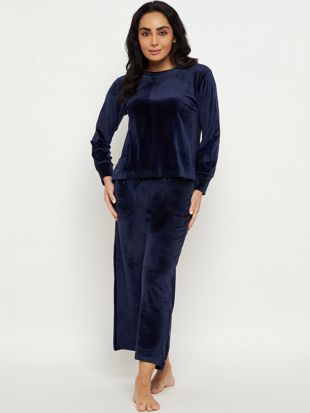 

Camey Woolen Round Neck Night suit, Navy blue