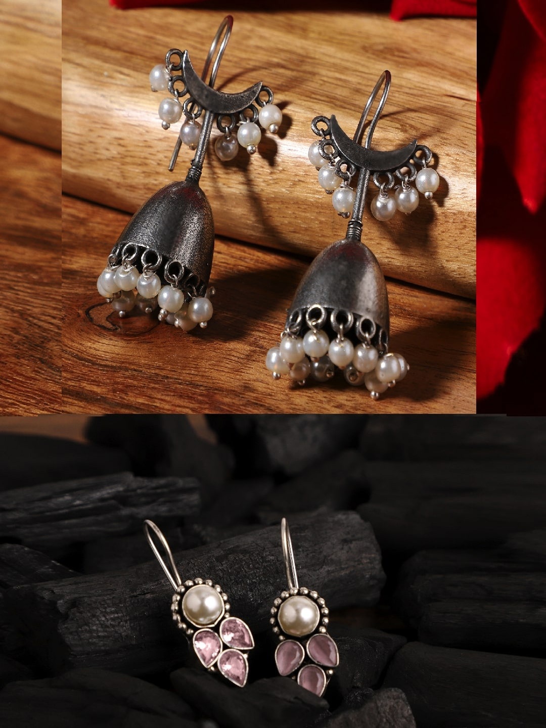 

VENI Set Of 2 Silver-Plated Jhumkas