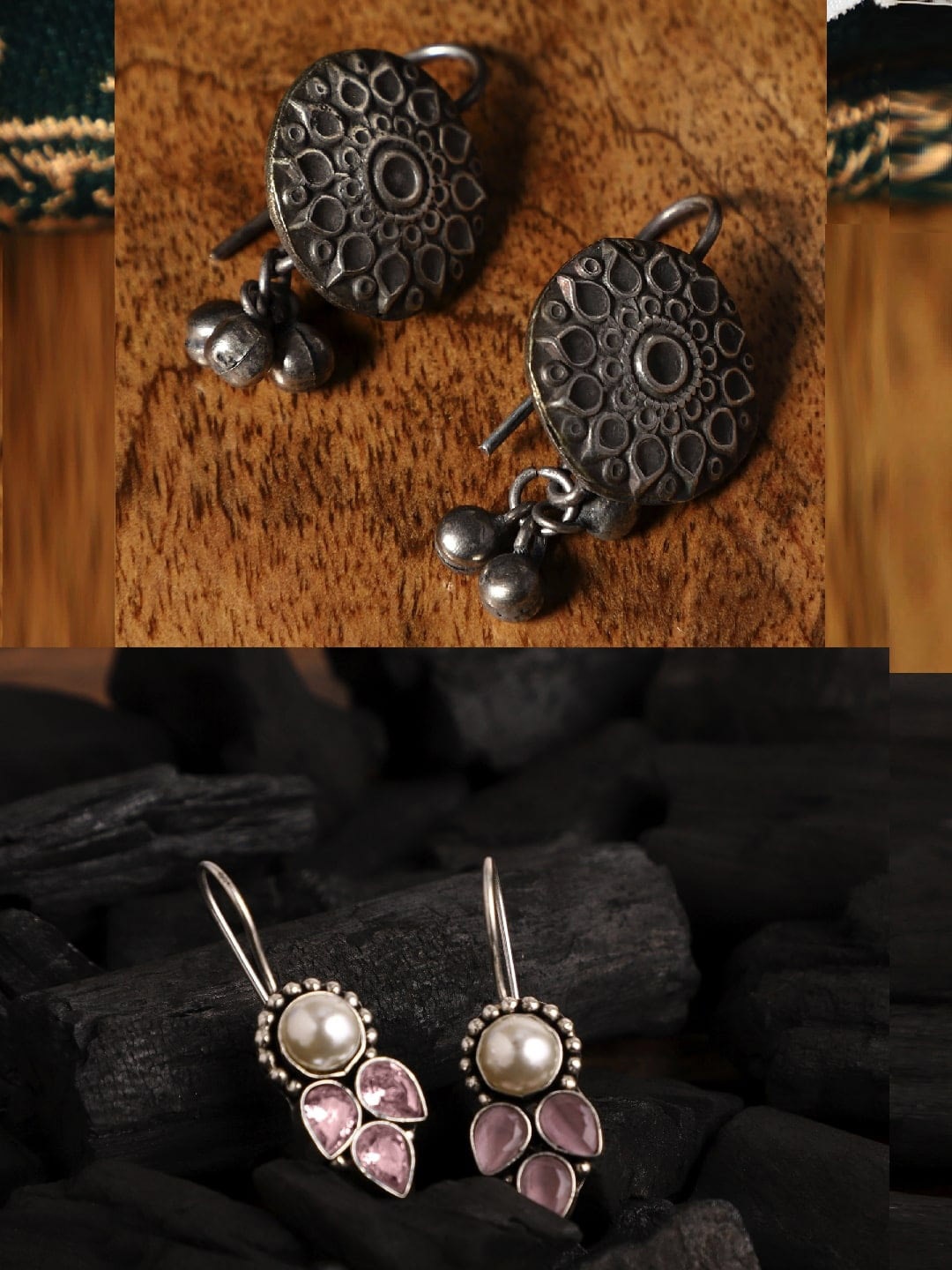 

VENI Set Of 2 92.5 Silver-Plated Contemporary Drop Earrings
