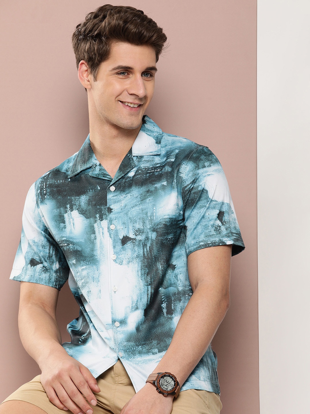 

Harvard Men Abstract Printed Casual Shirt, Blue