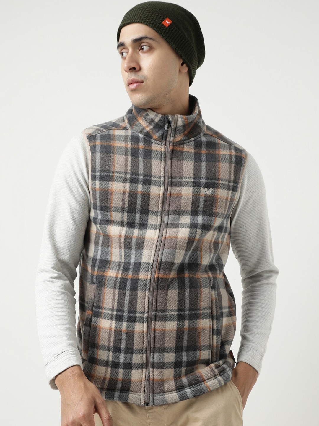 

Wildcraft Checked Anti Odour Lightweight Tailored Jacket Fleece Jacket, Grey