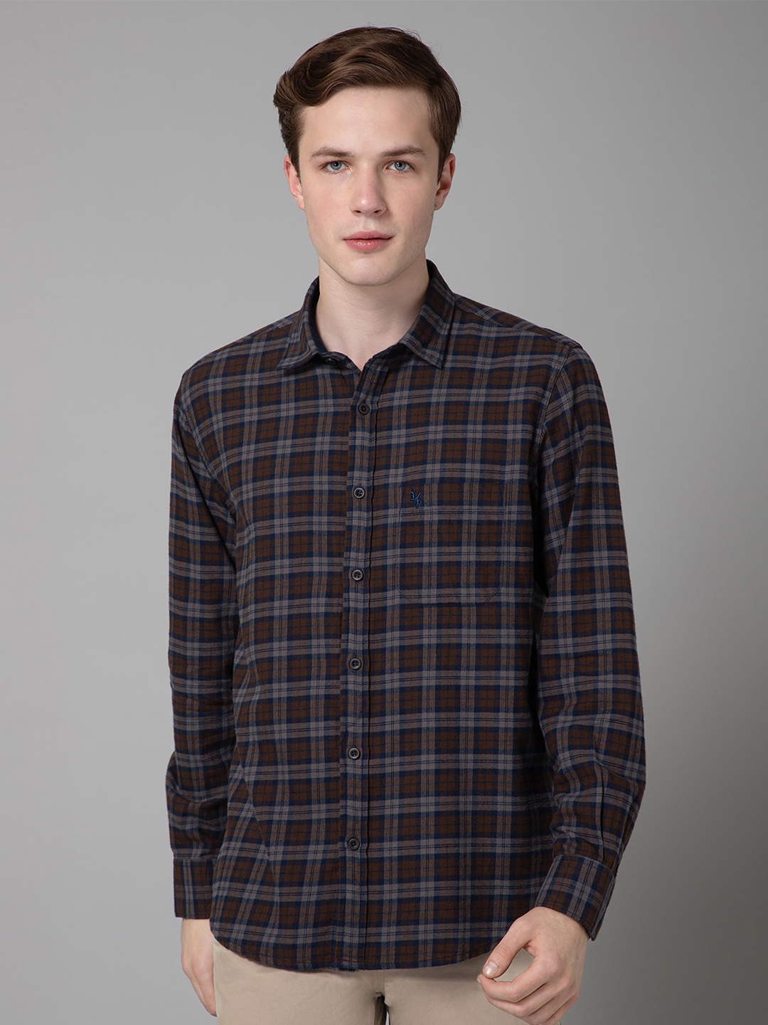 

Cantabil Comfort Tartan Checks Cotton Spread Collar Opaque Checked Casual Shirt, Blue