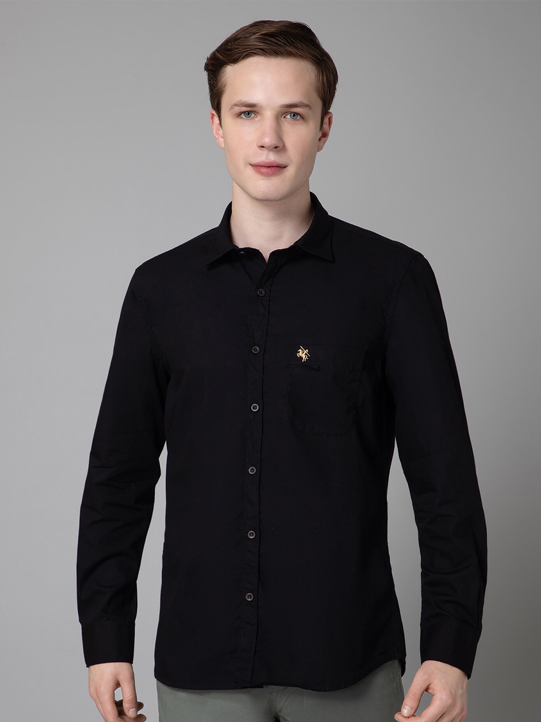 

Cantabil Spread Collar Cotton Comfort Opaque Casual Shirt, Black