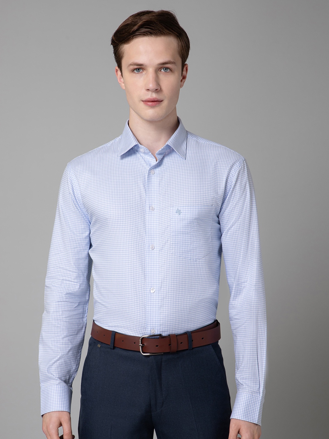 

Cantabil Comfort Checked Cotton Formal Shirt, Blue
