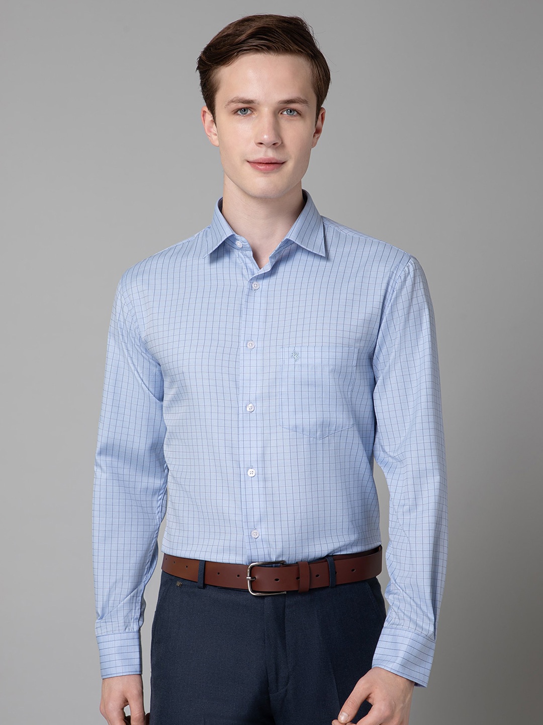 

Cantabil Comfort Checked Formal Shirt, Blue