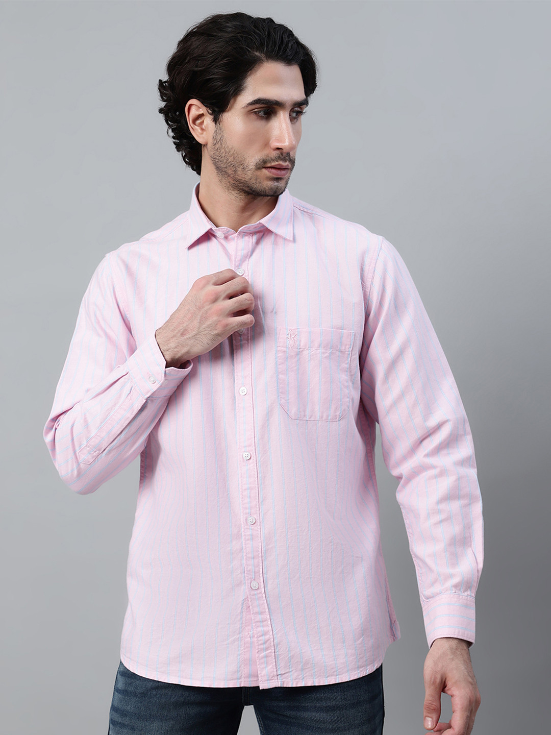 

Cantabil Comfort Striped Spread Collar Long Sleeves Formal Shirt, Pink