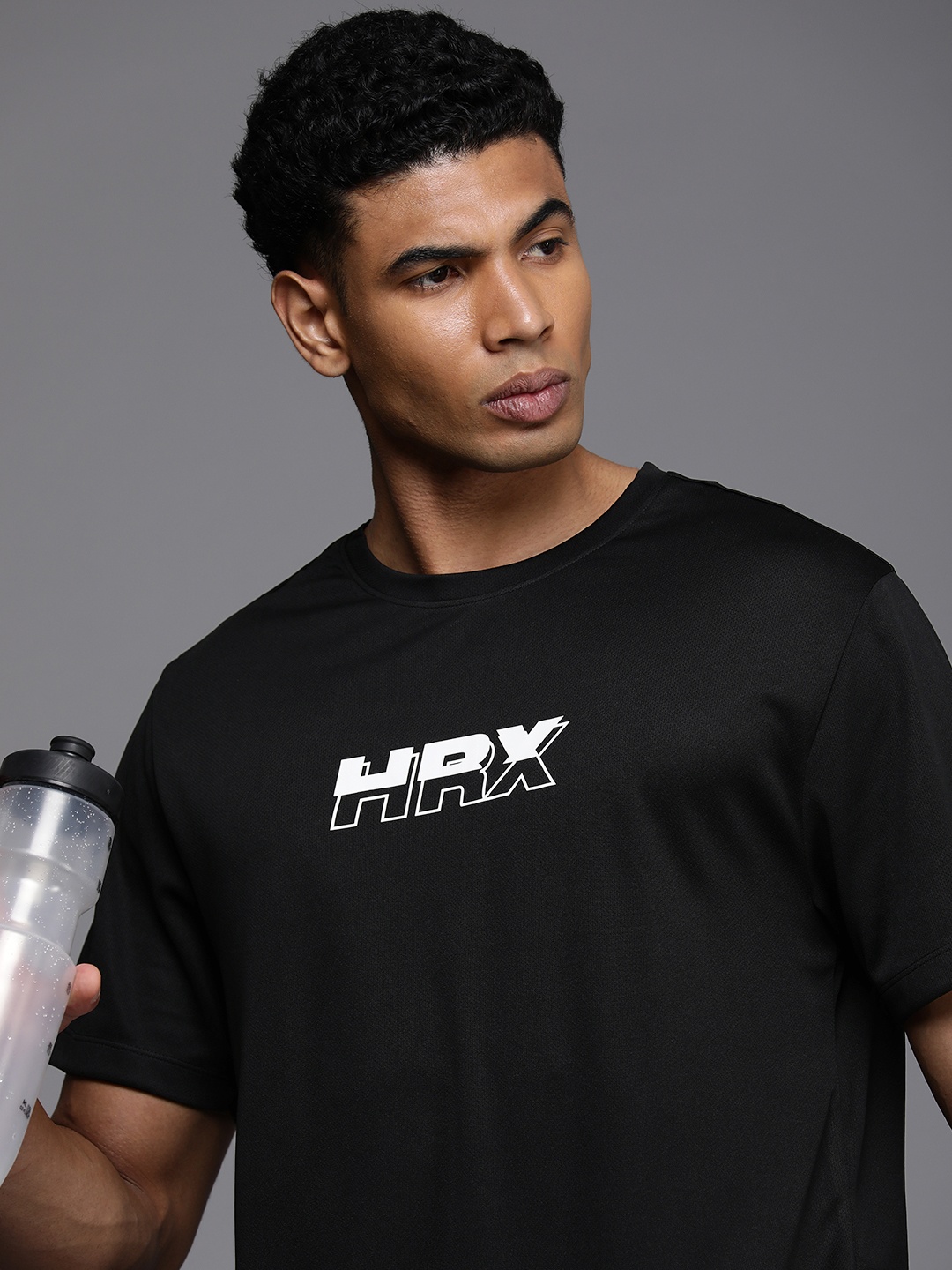 

HRX by Hrithik Roshan Men Brand Logo Printed Rapid-Dry Training T-shirt, Black