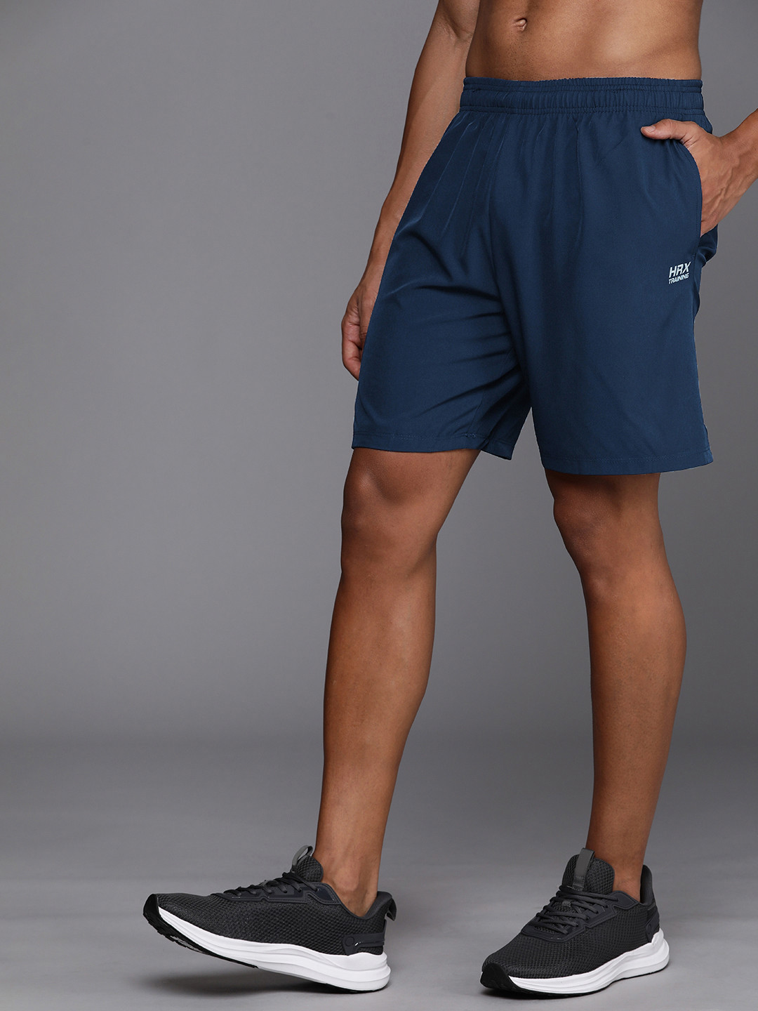 

HRX by Hrithik Roshan Men Rapid Dry Antimicrobial Finish Mid-Rise Training Shorts, Navy blue