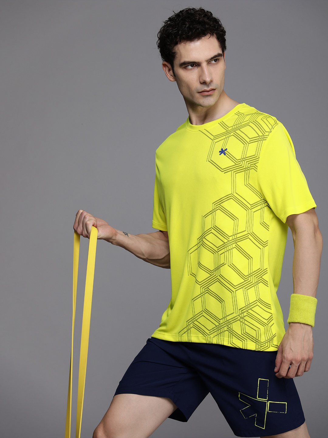

HRX by Hrithik Roshan Printed Rapid- Dry Training T-shirt, Fluorescent green
