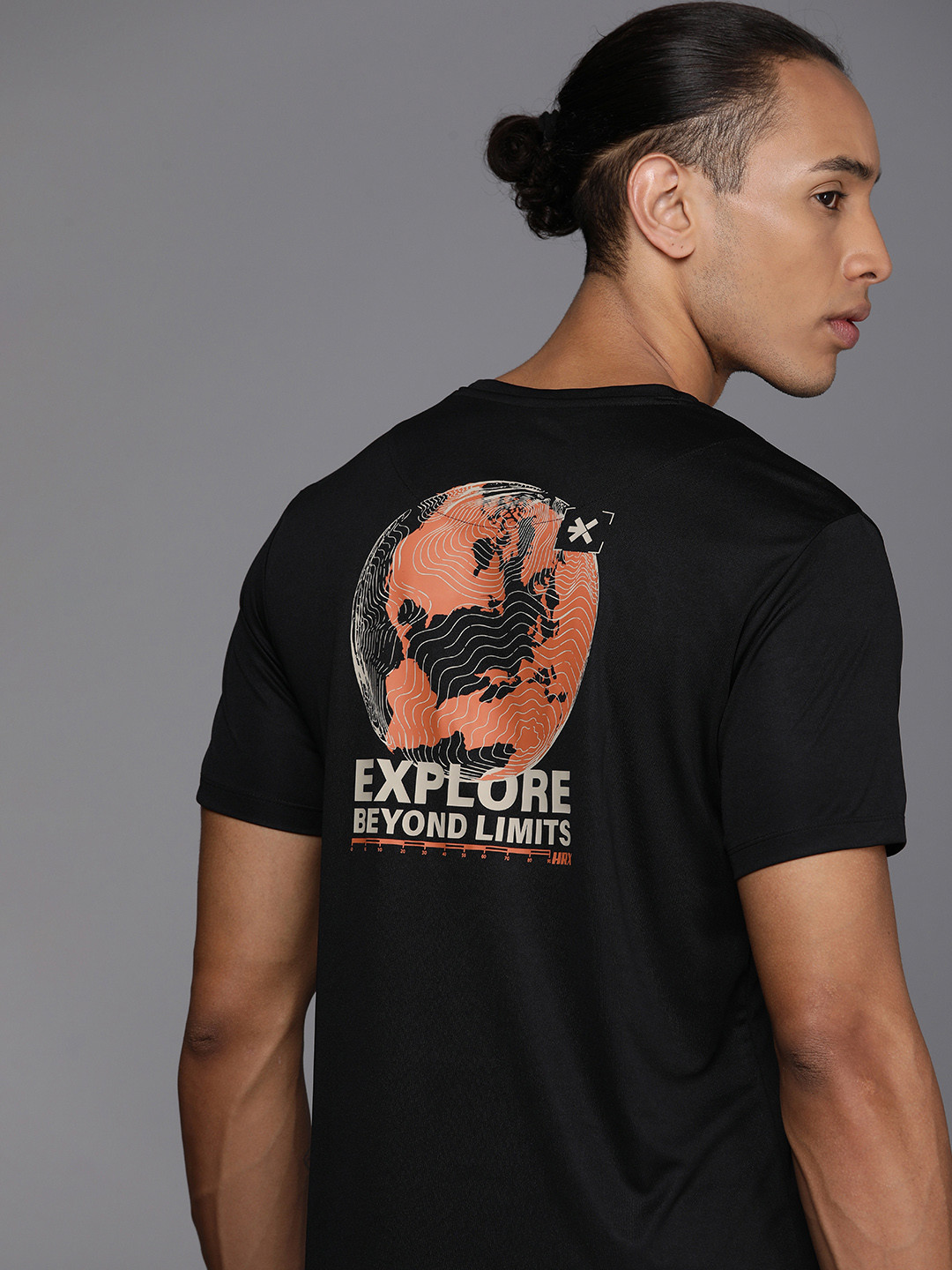 

HRX by Hrithik Roshan Printed Rapid-Dry Training or Gym T-shirt, Black