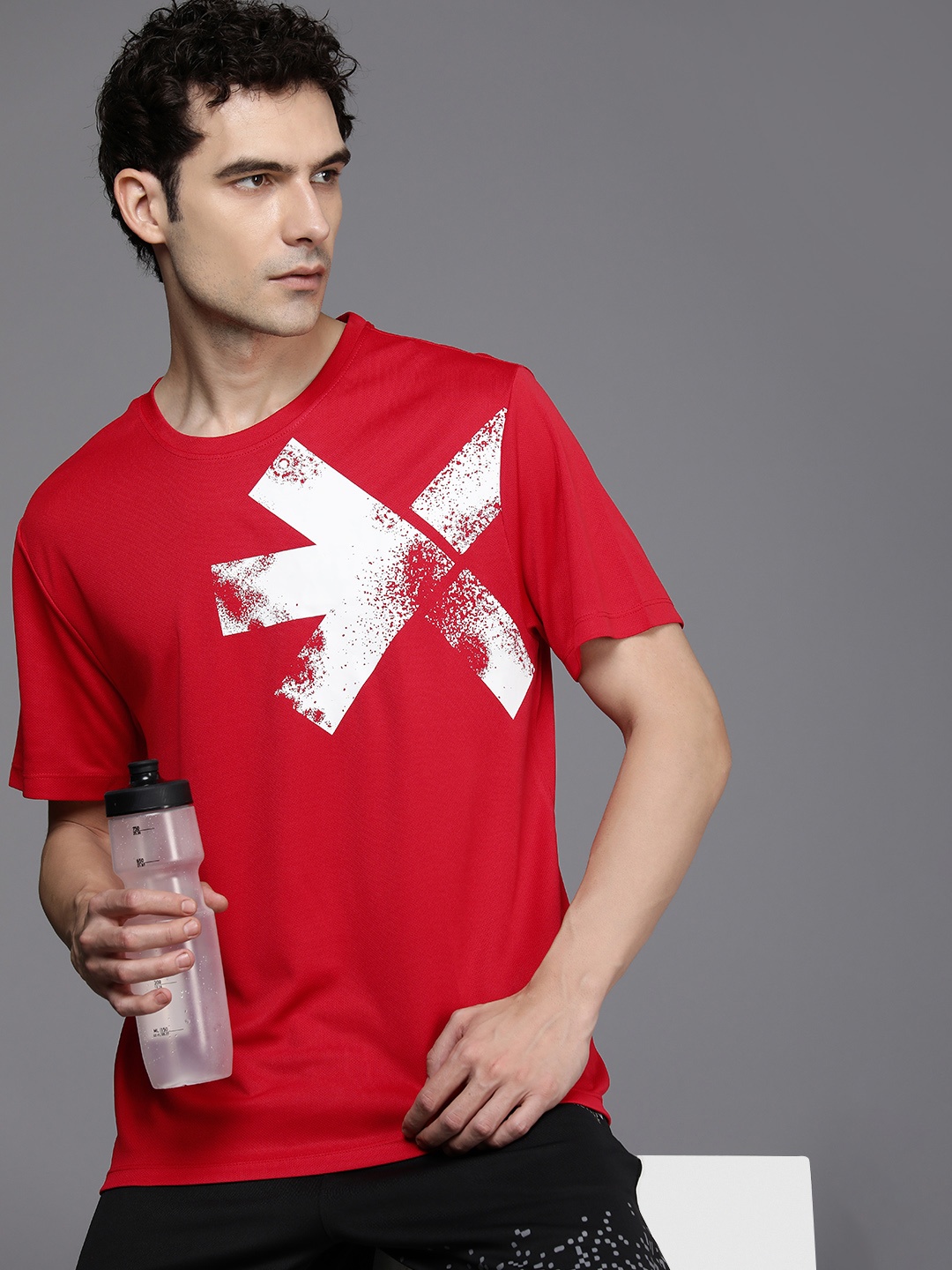 

HRX by Hrithik Roshan Men Brand Logo Printed Rapid-Dry Training T-shirt, Red