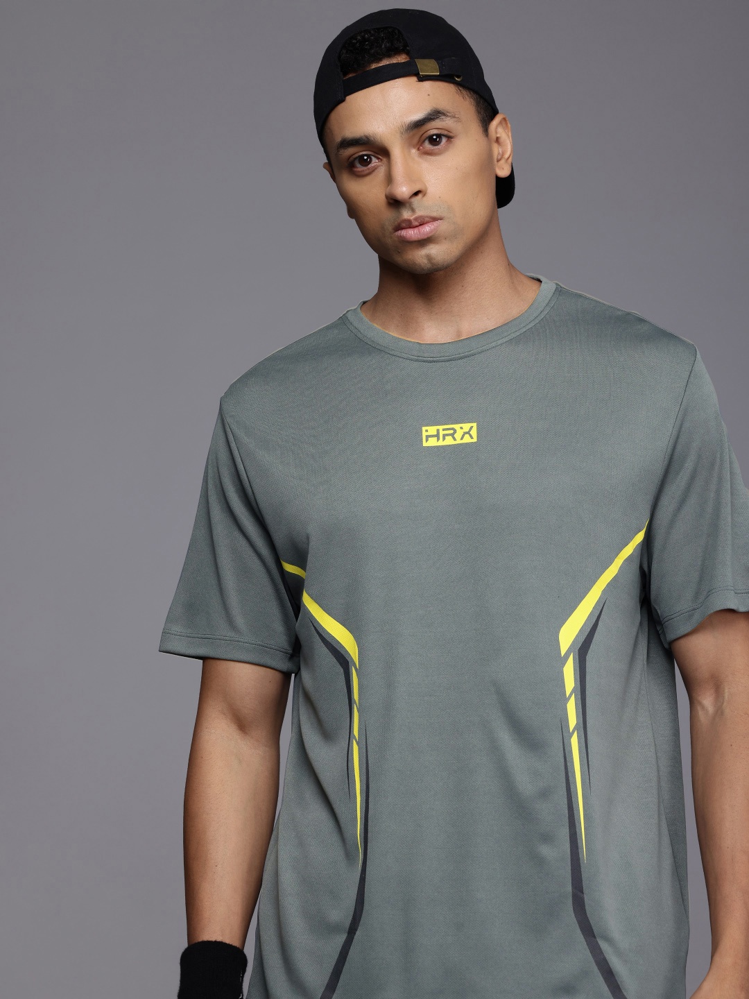 

HRX by Hrithik Roshan Printed Rapid- Dry Training T-shirt, Grey