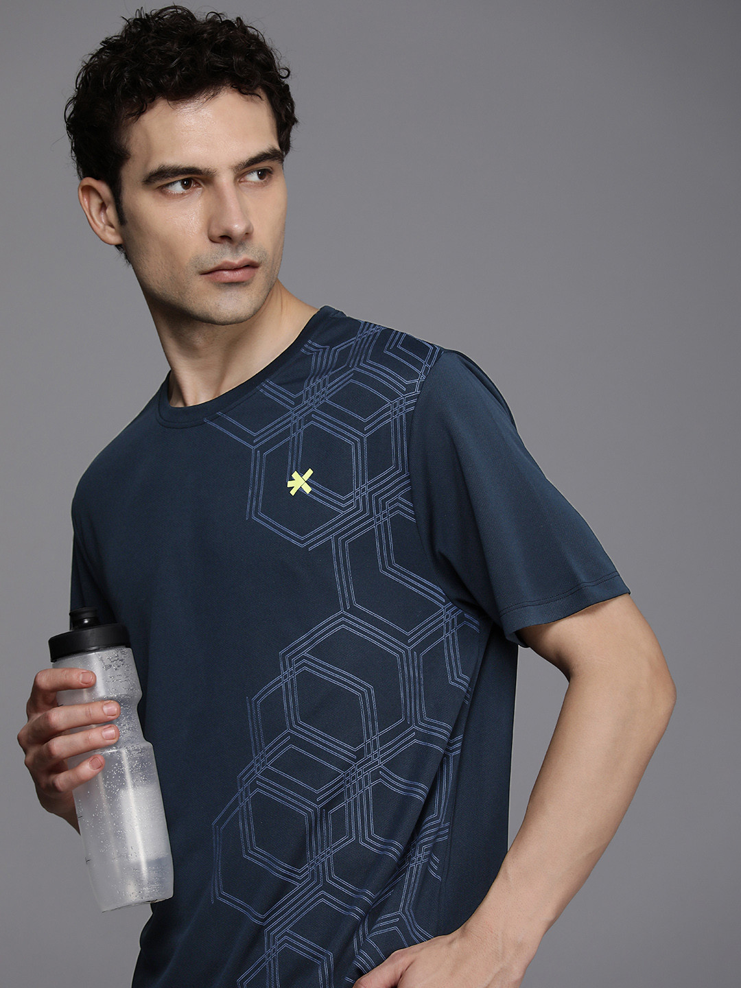 

HRX by Hrithik Roshan Men Printed Rapid-Dry Training T-shirt, Navy blue