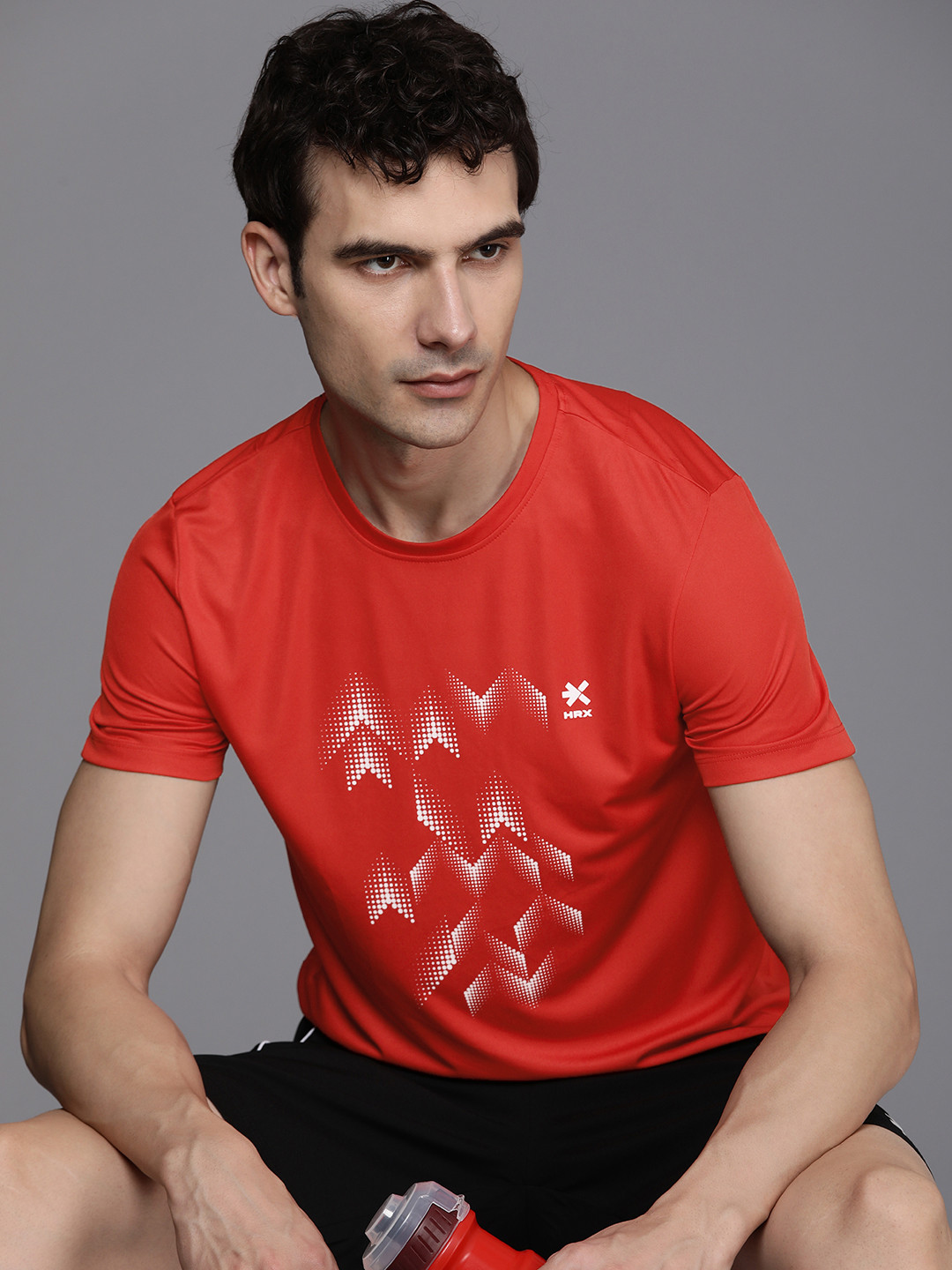 

HRX by Hrithik Roshan Men Printed Training Rapid-Dry T-shirt, Red