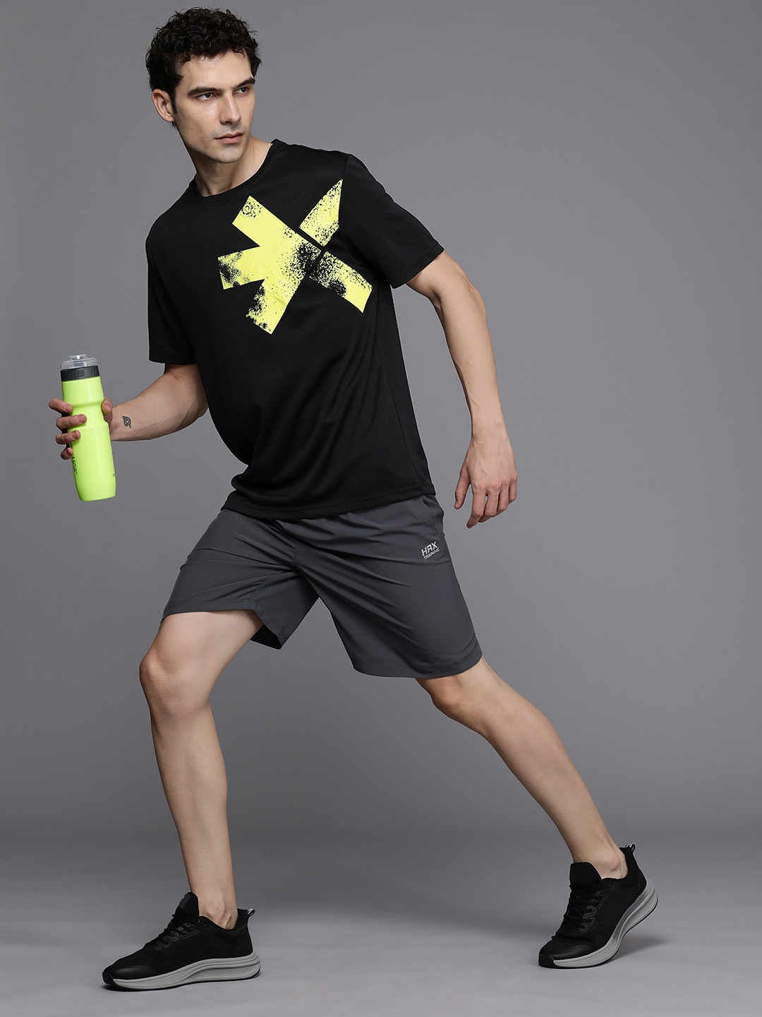 

HRX by Hrithik Roshan Men Brand Logo Printed Rapid-Dry Training T-shirt, Black