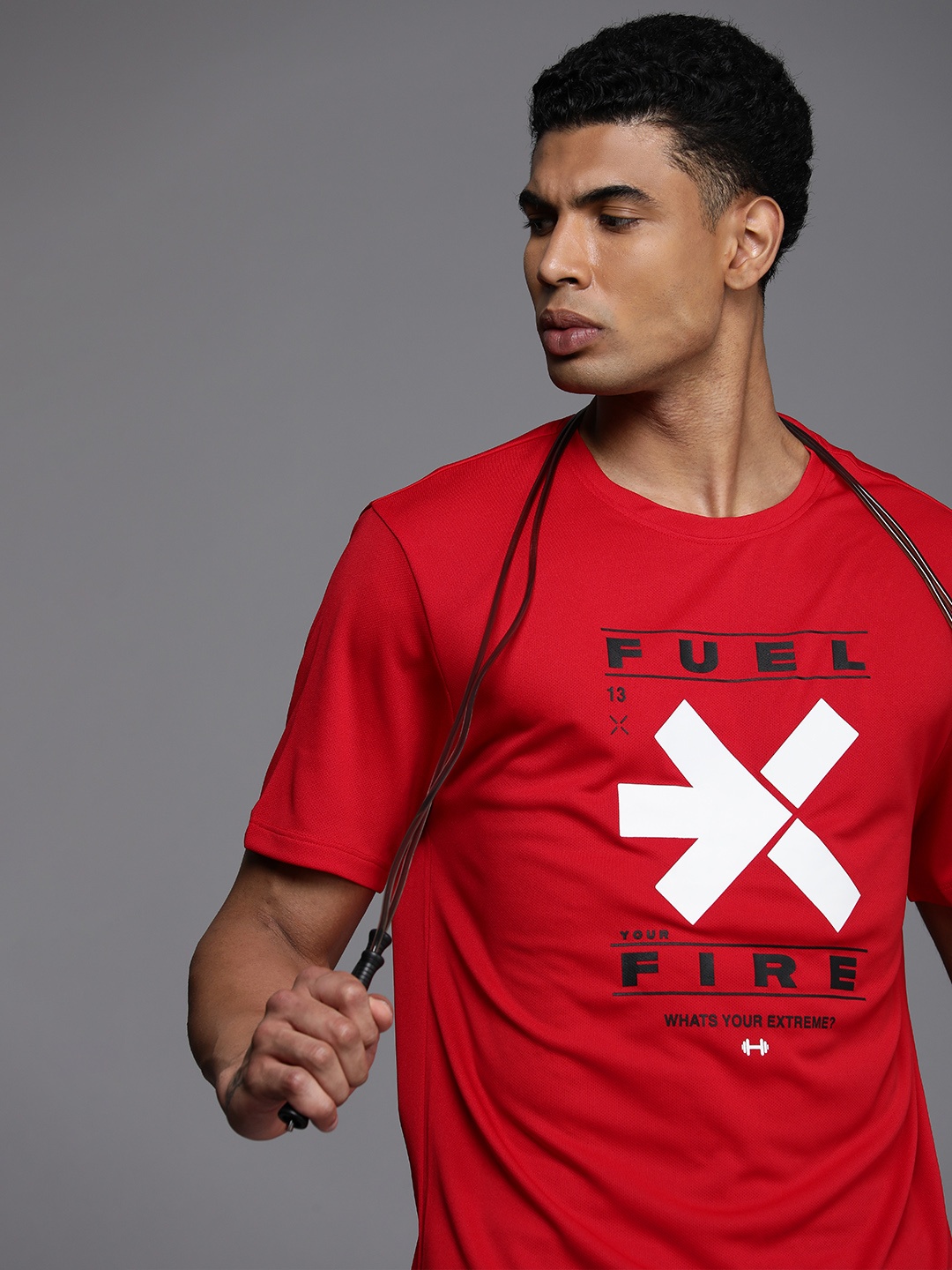 

HRX by Hrithik Roshan Brand Logo Printed Rapid- Dry Training T-shirt, Red