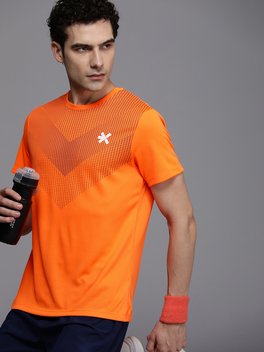 

HRX by Hrithik Roshan Printed Rapid- Dry Training T-shirt, Orange