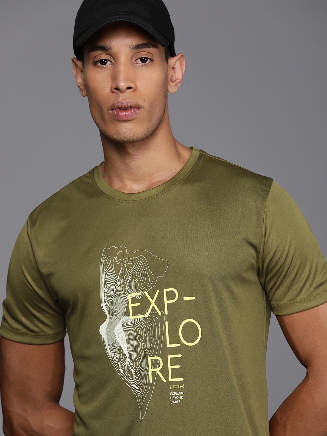 

HRX by Hrithik Roshan Graphic Printed Rapid-Dry Antimicrobial Outdoor T-shirt, Olive