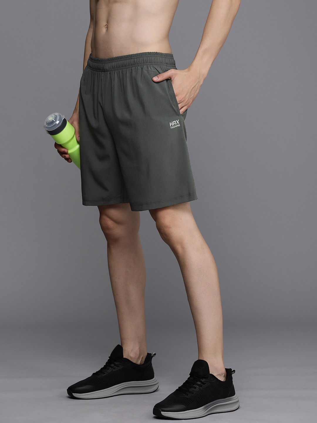 

HRX by Hrithik Roshan Men Rapid Dry Antimicrobial Finish Mid-Rise Training Shorts, Grey