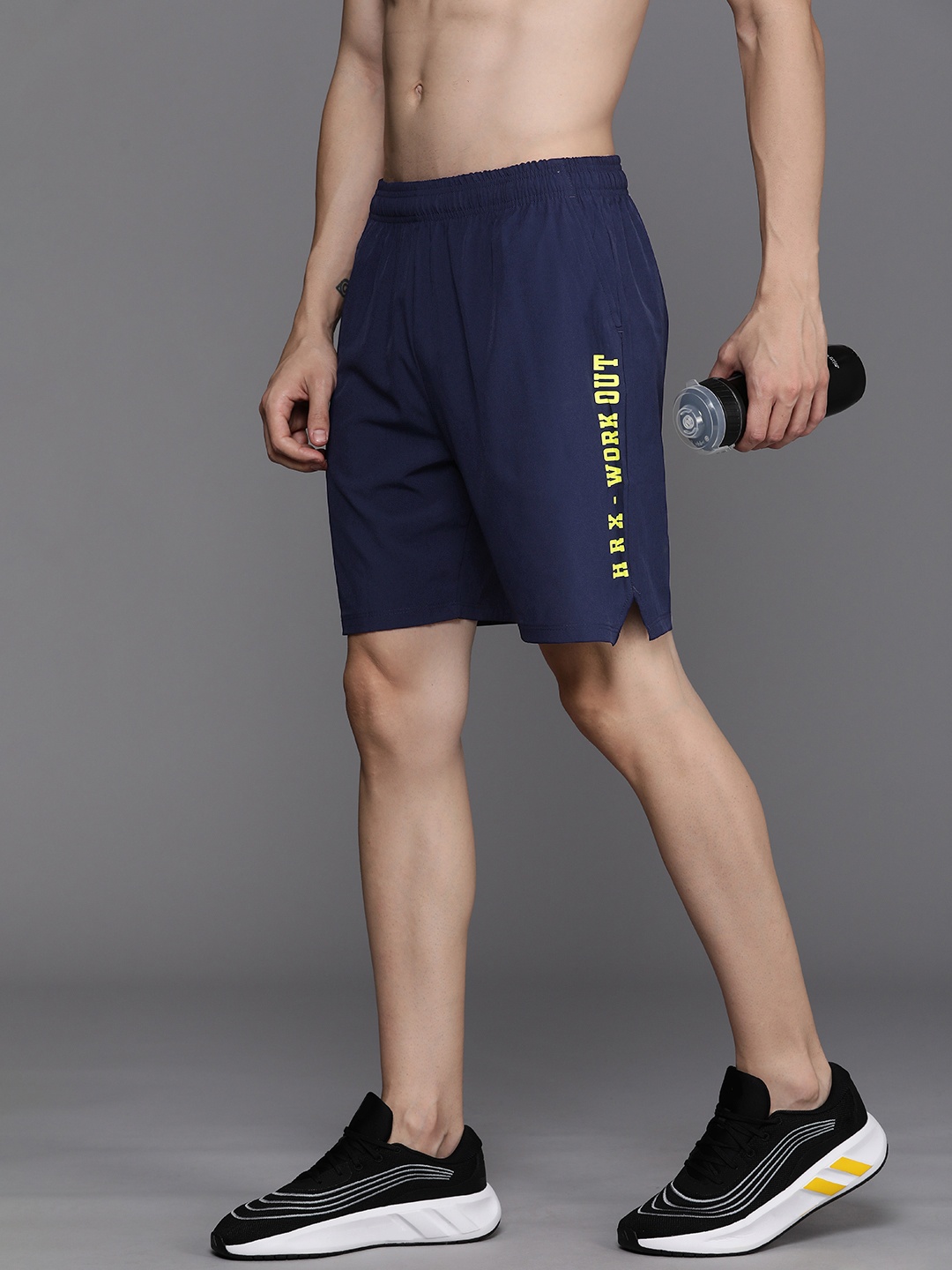 

HRX by Hrithik Roshan Men Rapid Dry Antimicrobial Finish Mid-Rise Training Shorts, Navy blue