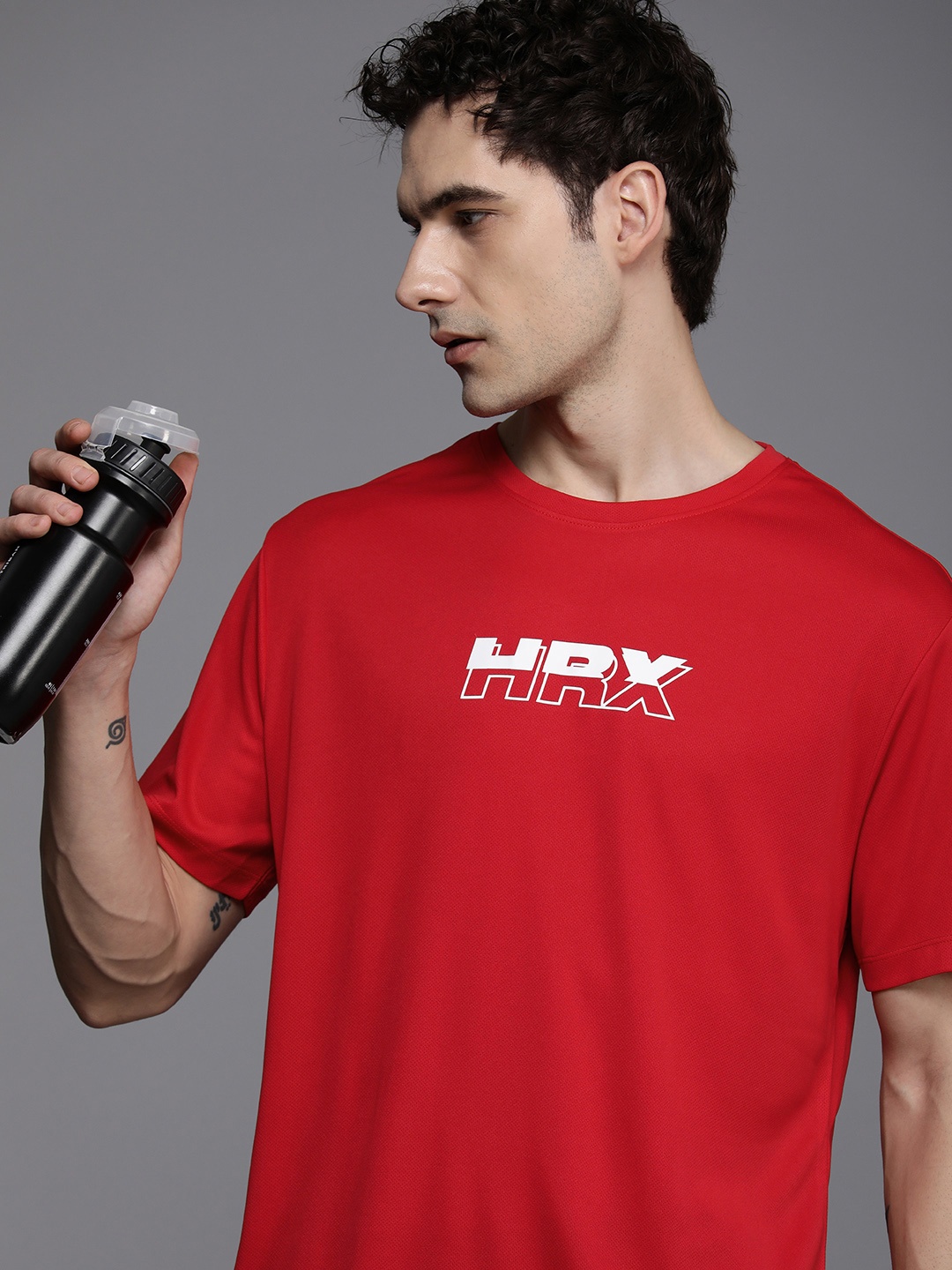 

HRX by Hrithik Roshan Brand Logo Printed Rapid- Dry Training T-shirt, Red