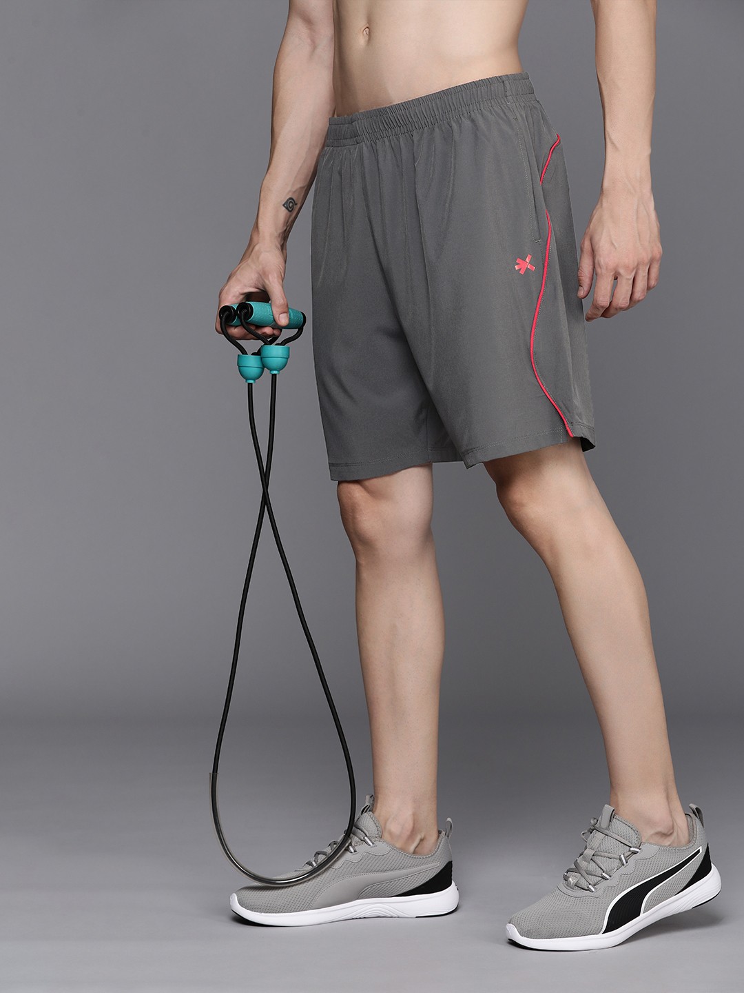 

HRX by Hrithik Roshan Men Flex-Collection Rapid Dry Antimicrobial Finish Training Shorts, Grey