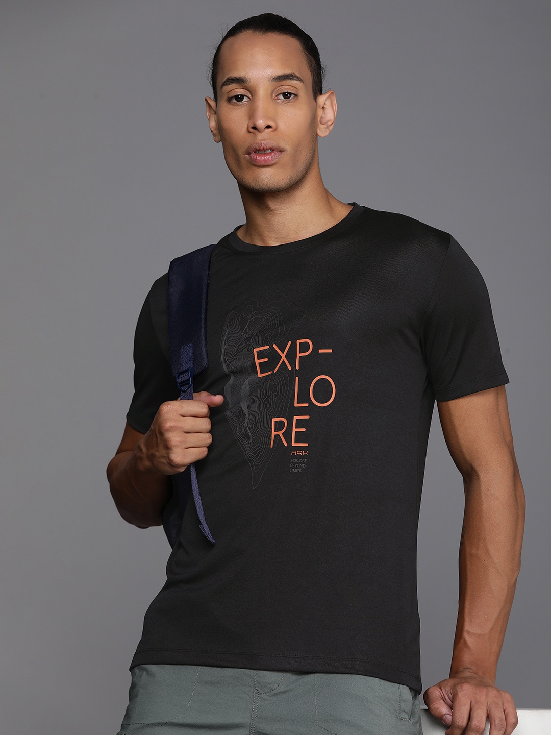 

HRX by Hrithik Roshan Graphic Printed Rapid-Dry Antimicrobial Outdoor T-shirt, Black