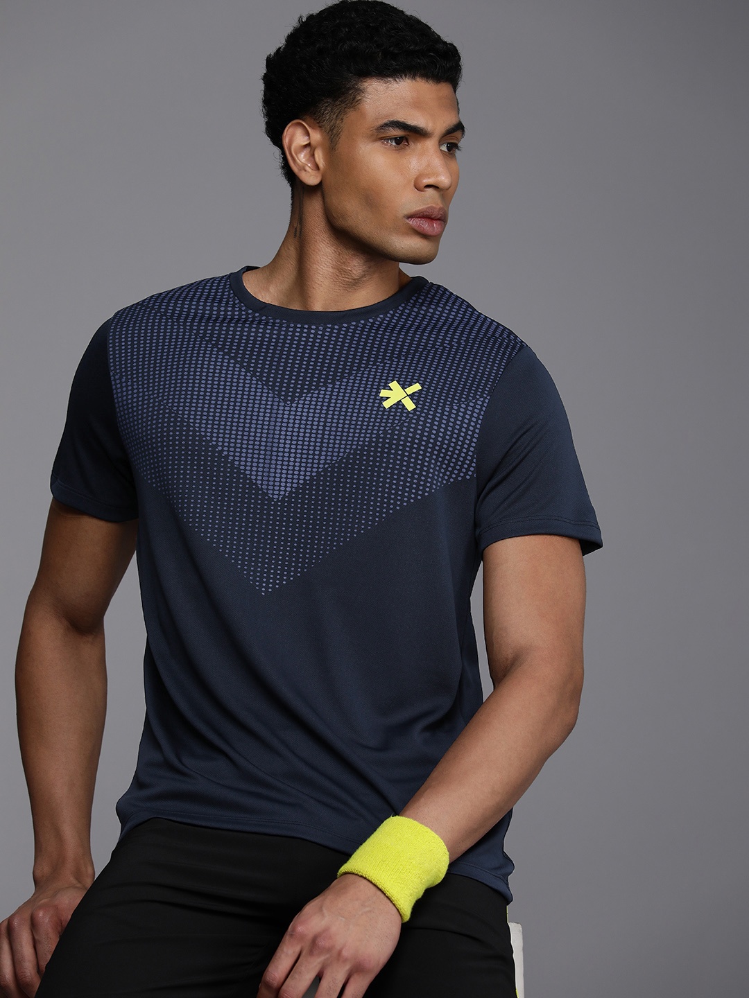 

HRX by Hrithik Roshan Printed Rapid- Dry Training T-shirt, Navy blue