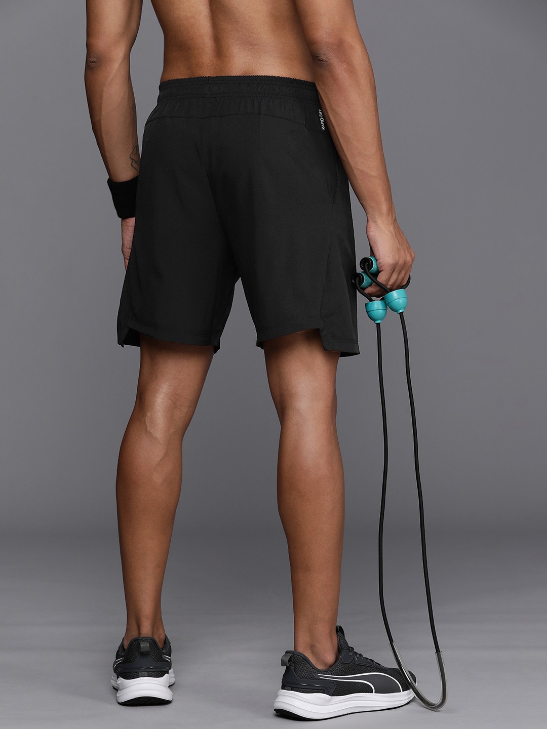 

HRX by Hrithik Roshan Men Rapid Dry Antimicrobial Finish Mid-Rise Training Shorts, Black