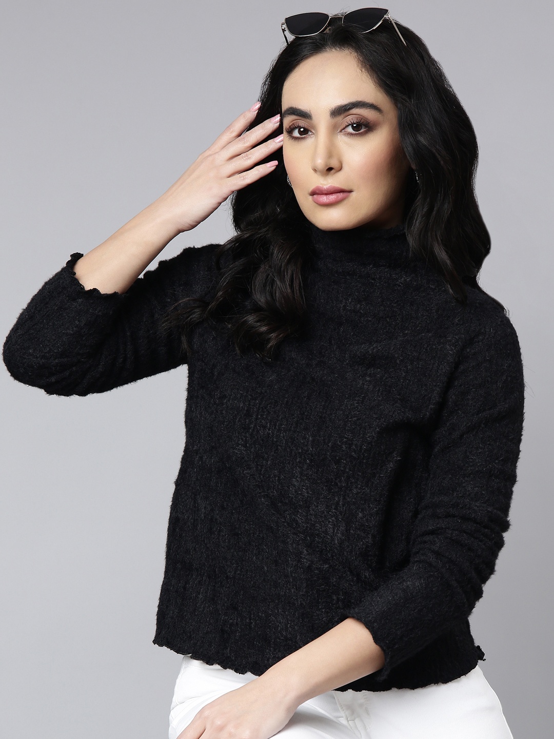 

SHOWOFF High Neck Acrylic Top, Black