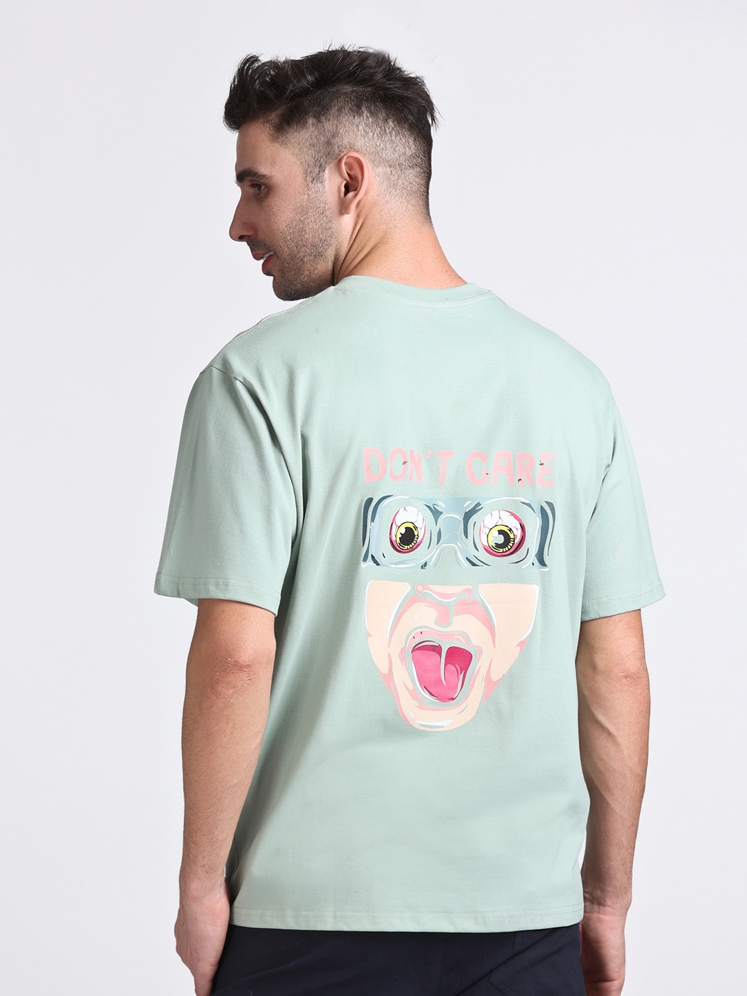 

HILLBERG Graphic Printed Round Neck Cotton T-shirt, Green