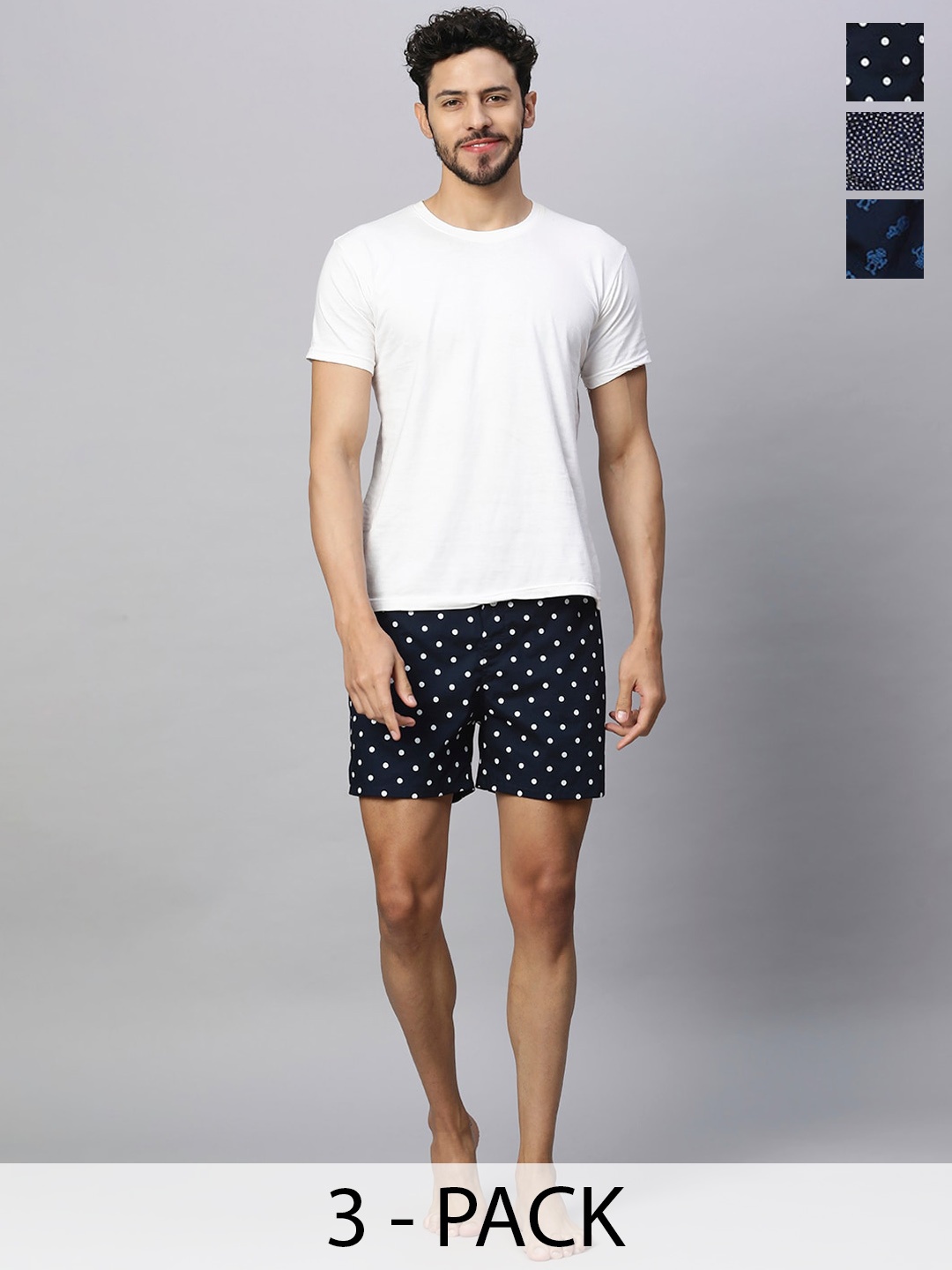 

URBAN SCOTTISH Pack Of 3 Printed Pure Cotton Boxers USBX2433_, Black