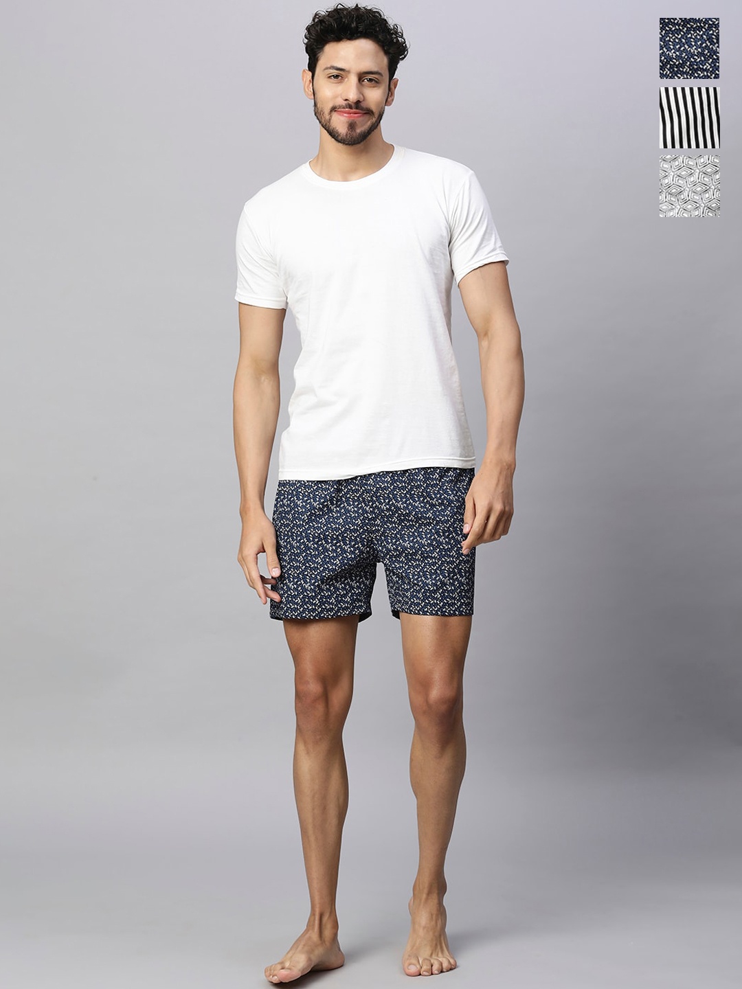 

URBAN SCOTTISH Pack Of 3 Pure Cotton Boxers USBX2436_, Navy blue