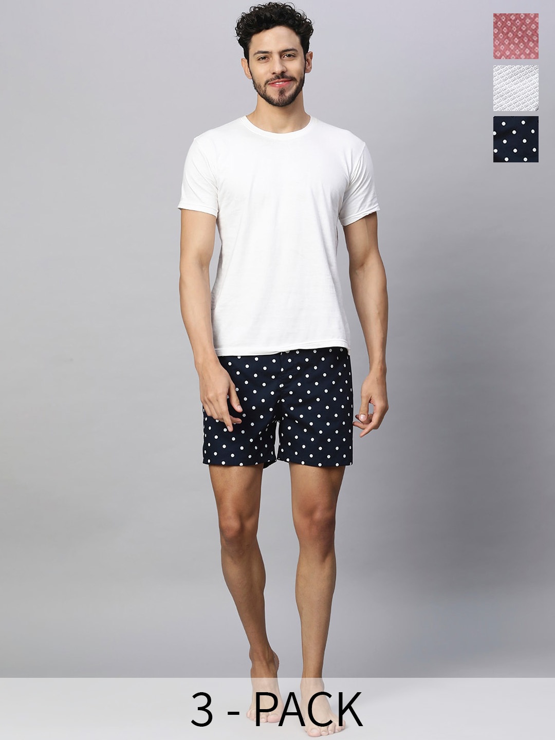 

URBAN SCOTTISH Pack Of 3 Printed Pure Cotton Boxers USBX2435_, Red