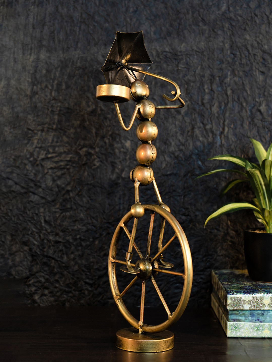 

Ekhasa Gold Toned Metal Caterpillar Cycle Tealight Candle Holders