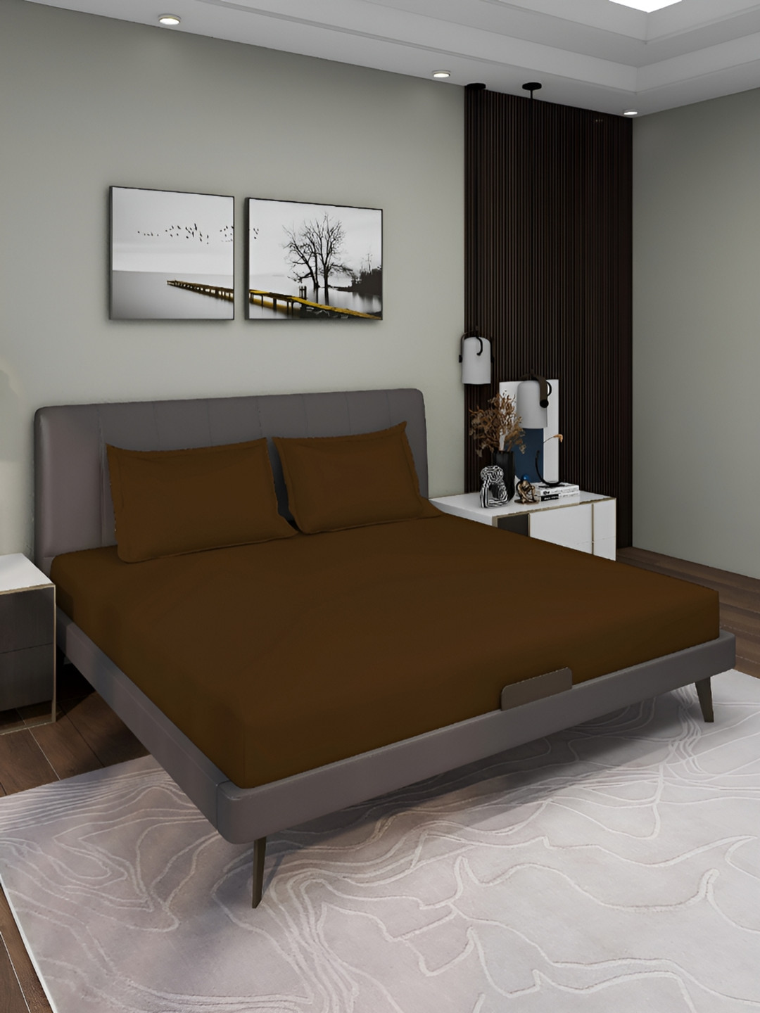 

Aura Coffee Brown Solid 150 TC Queen Microfiber Bedsheet With 2 Pillow Covers