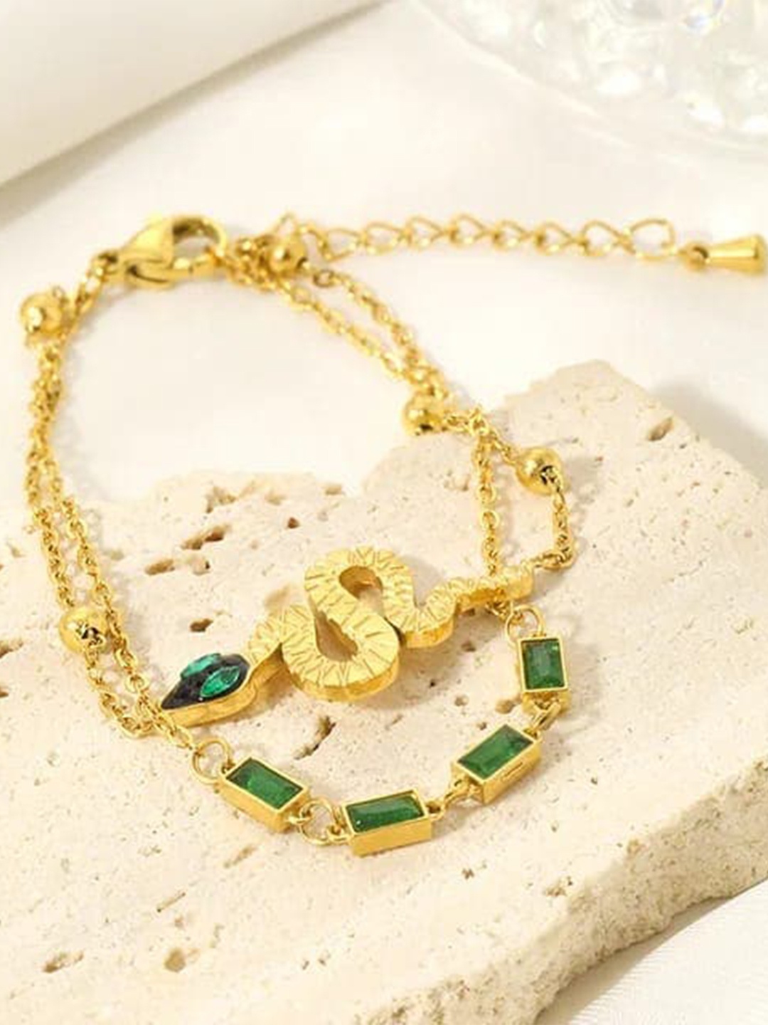 

KRYSTALZ Women Gold-Plated Stainless Steel Multistrand Bracelet