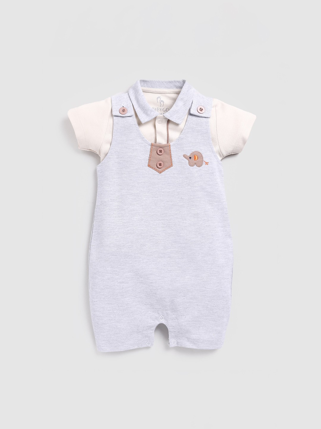 

BABY GO Infant Boys Slim Fit Cotton Dungaree With T-Shirt, Grey