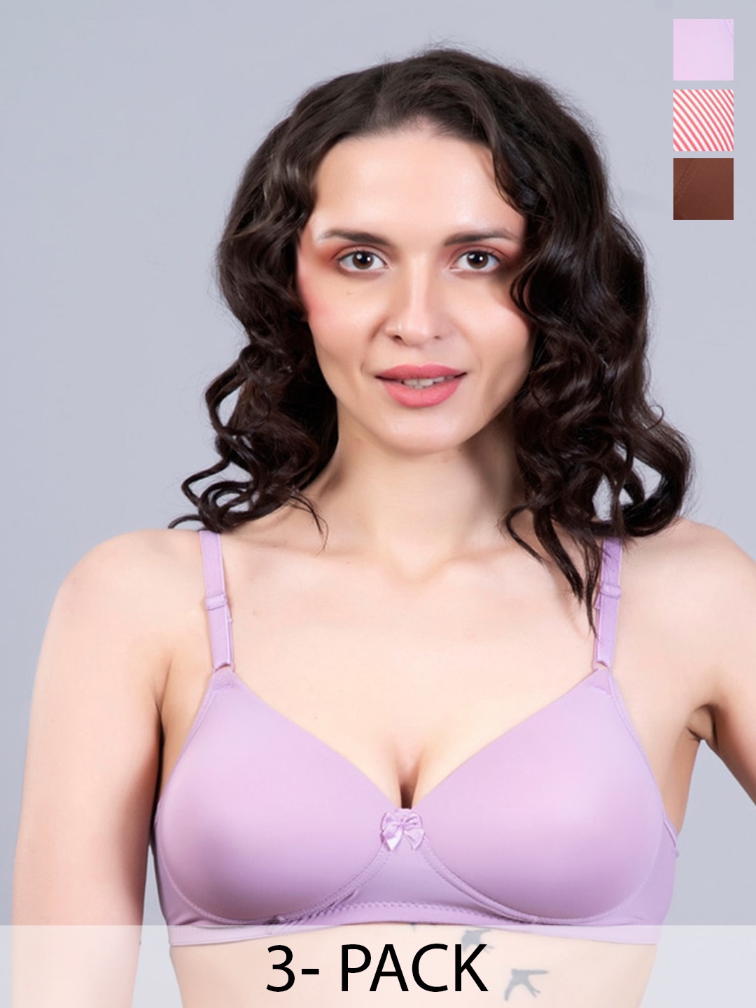 

NIGHTHOPE Pack of 3 Everyday Bra Full Coverage Underwired Lightly Padded All Day Comfort, Lavender