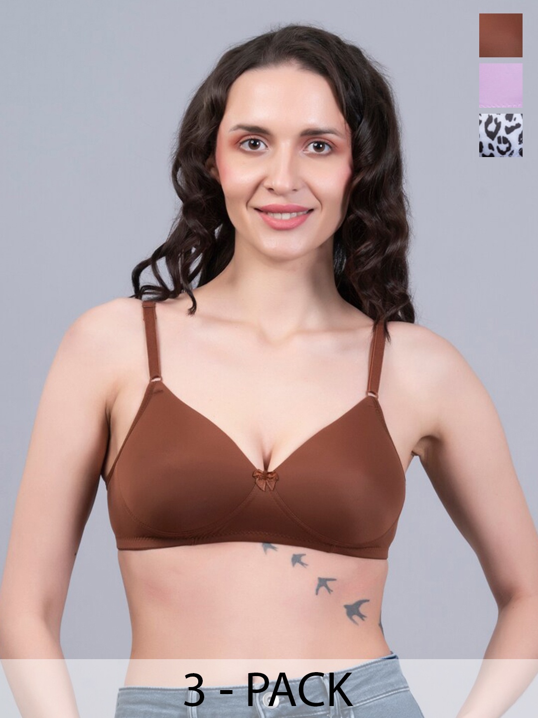 

NIGHTHOPE Pack Of 3 Full Coverage Underwired Lightly Padded Bra, White