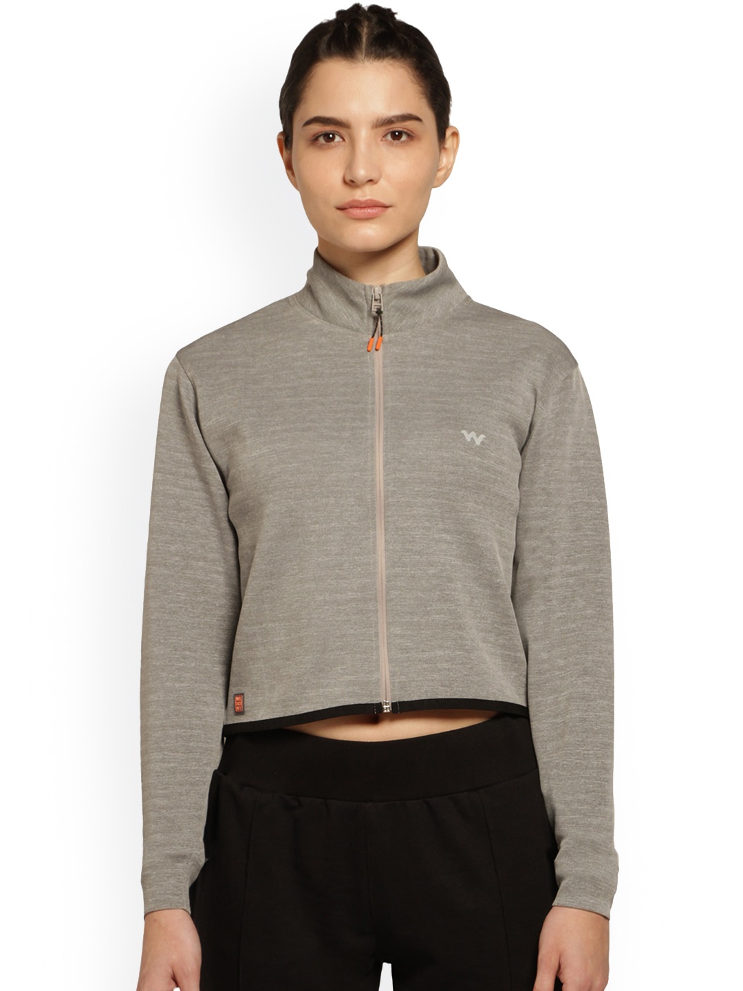 

Wildcraft Self Design Mock Collar Lightweight Anti Odour Crop Sporty Jacket, Grey