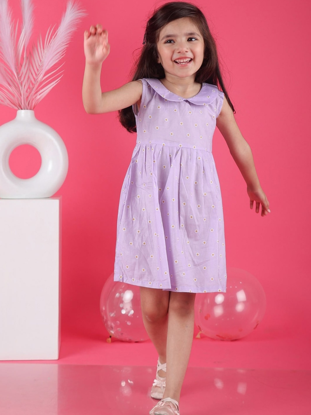 

BAESD Girls Floral Printed Peter Pan Collar A-Line Dress, Purple