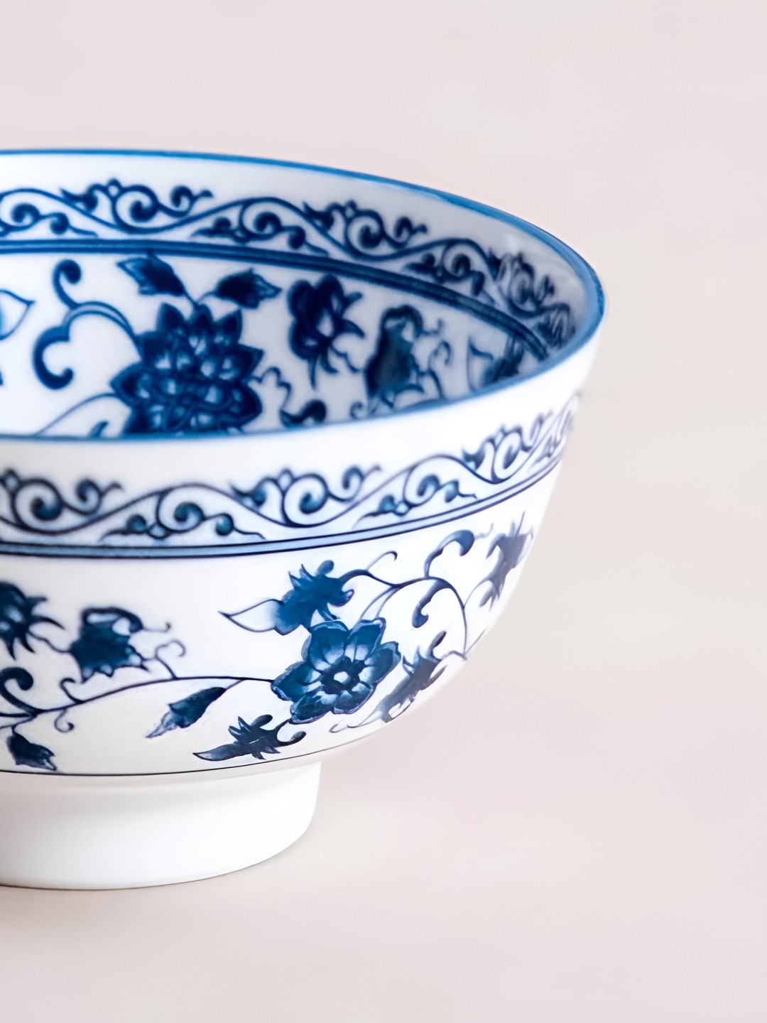 

THEDECORKART White & Blue Printed Ceramic Serving Bowl